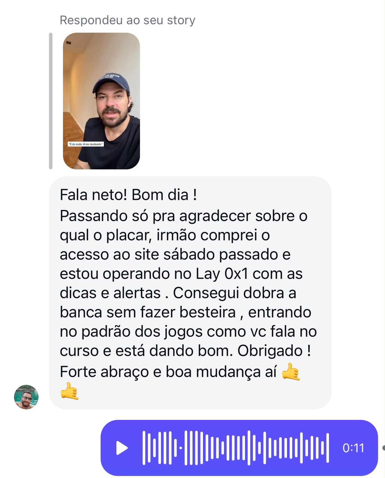 Depoimento de aluno
