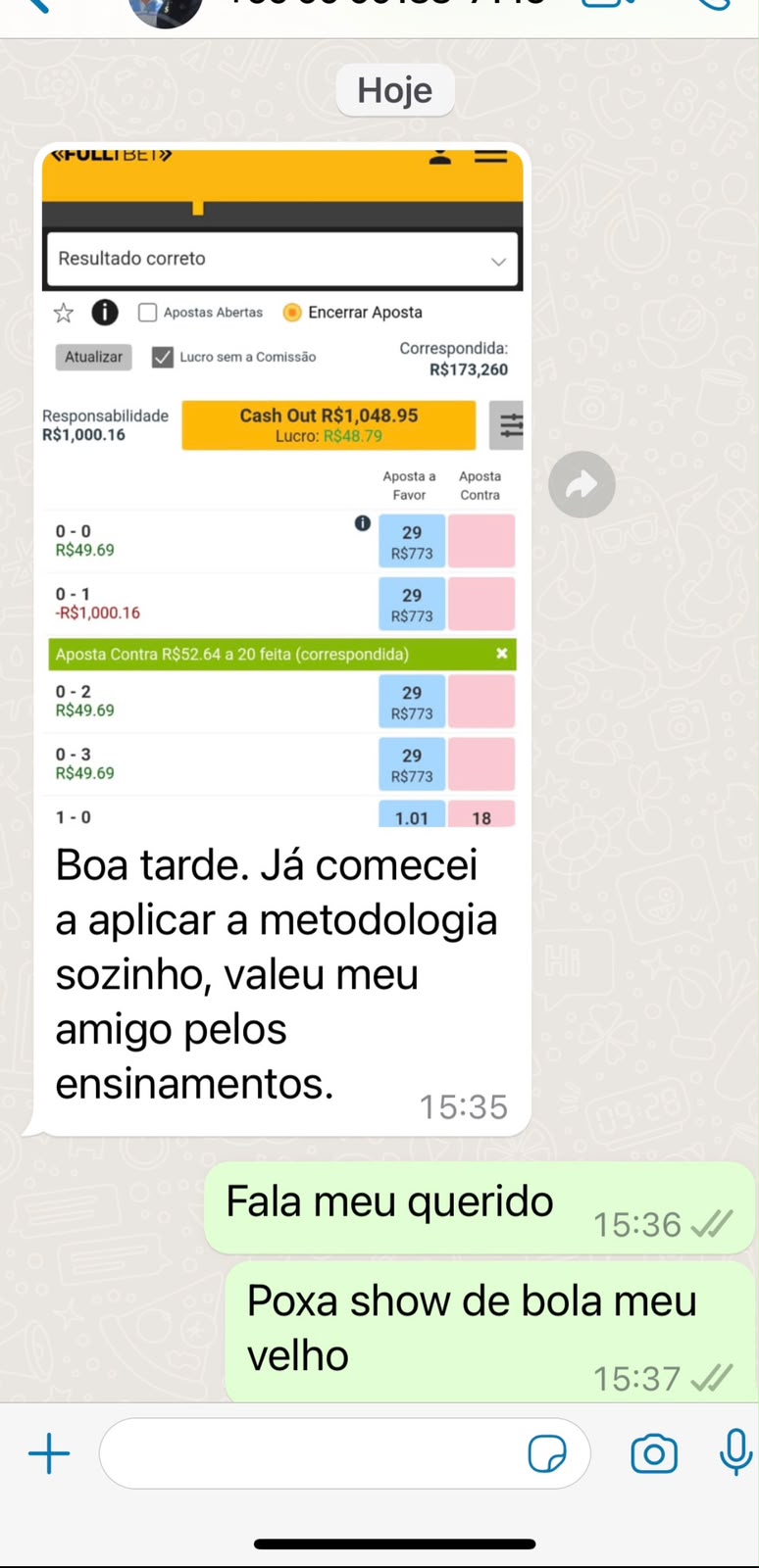 Depoimento de aluno
